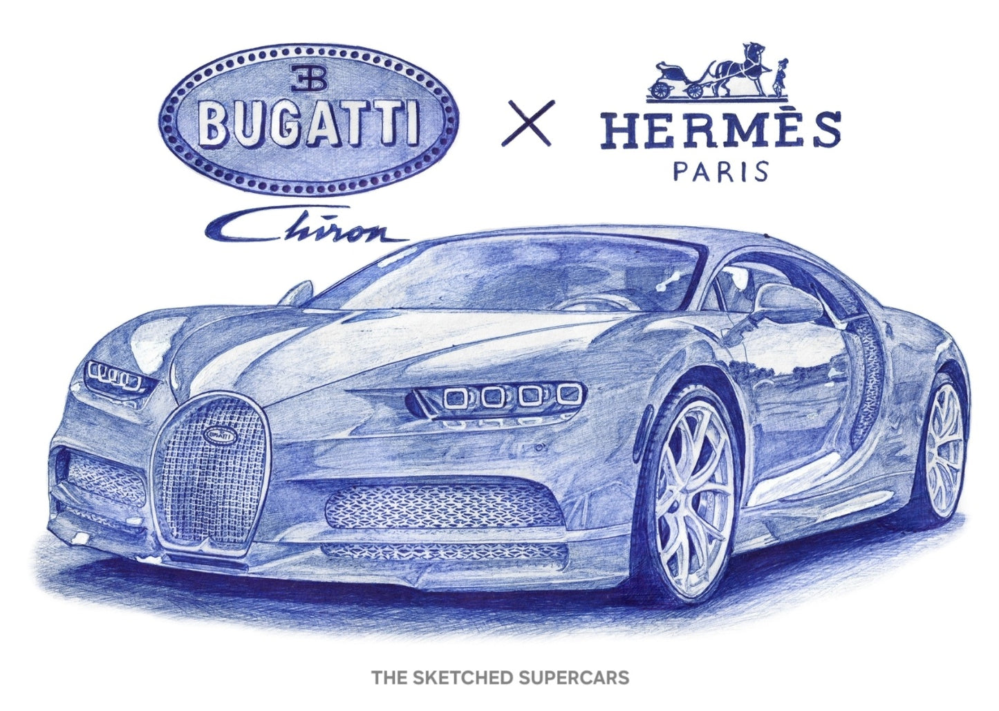 Bugatti Chiron Hermes edition sketch print