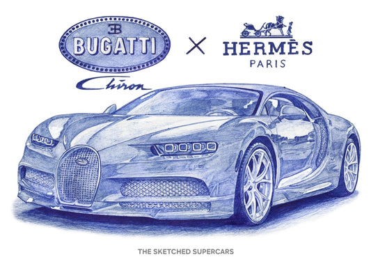 Bugatti Chiron Hermes edition sketch print